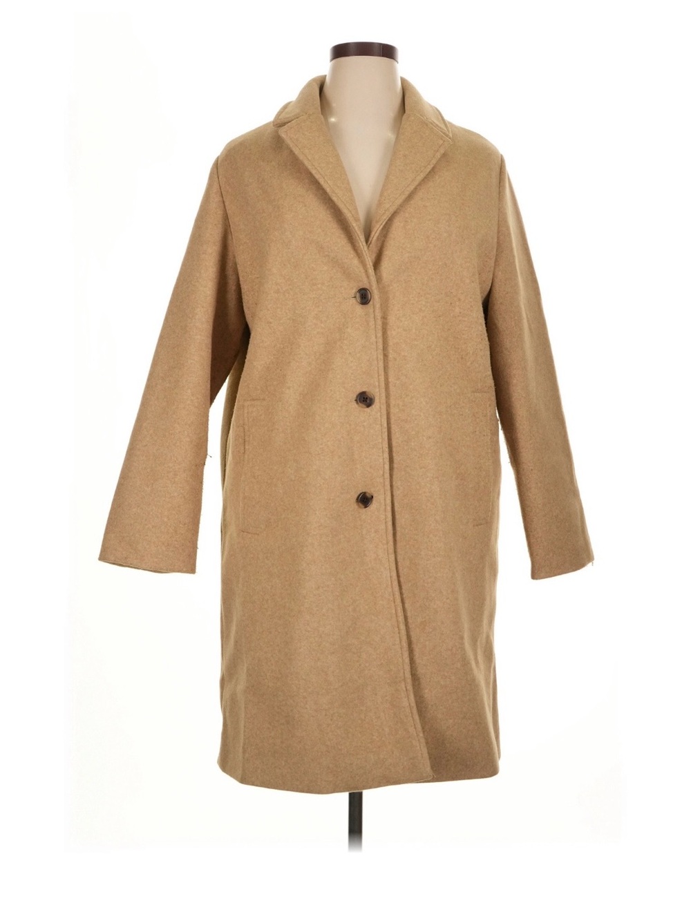Old Navy Camel Tan Wool-Blend Single-Breasted Coat